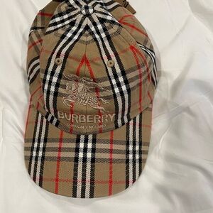 Burberry Beige and Red Plaid Hat